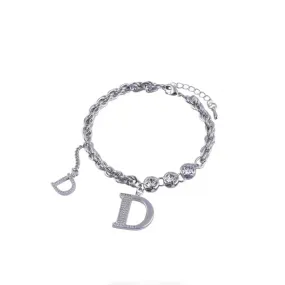 VAIGE Classic D-Letter Pendant Bracelet Set with Zircon – Fashion Luxury Jewelry in Gold Color, Exquisite Charm Accessories