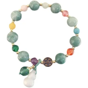 Vintage Jade Gourd Chalcedony Fortune Bracelet for Women Charms Gifts for Mom