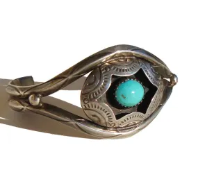 Vintage Navajo Bracelet Sterling Silver & Turquoise Indian Cuff - Nakai