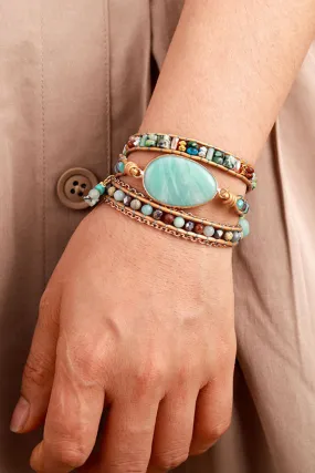 Women's Triple Layer Natural Stone Beaded Bracelet