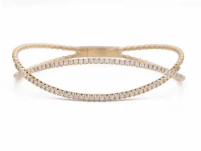 Yellow Gold 14K Fancy Bangle Bracelet With Diamonds