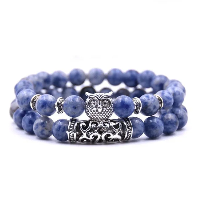 YIZIZAI Owl Bracelet Jewelry Stone Bracelets Men Women Pulseira Masculina Feminina Bileklik Pulseras Mujer Bijoux Armband set