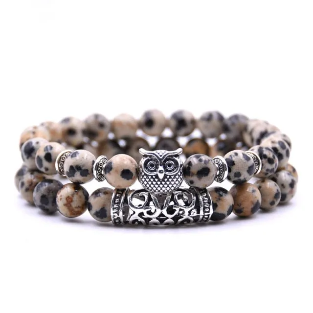 YIZIZAI Owl Bracelet Jewelry Stone Bracelets Men Women Pulseira Masculina Feminina Bileklik Pulseras Mujer Bijoux Armband set