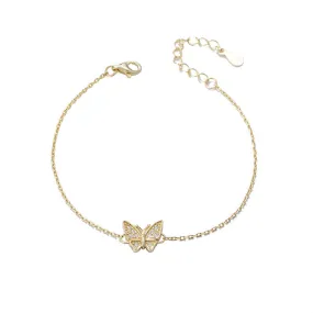 Zircon Butterfly Silver Bracelet for Women