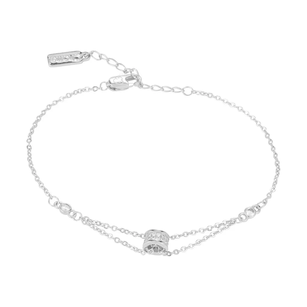 Zircon Ring Double-layer Silver Bracelet for Women